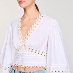 Poplin crop top White Sandro Women