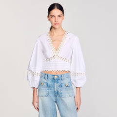 Poplin crop top White Sandro Women