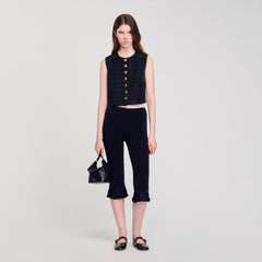 Pleated crop top Black Sandro Women