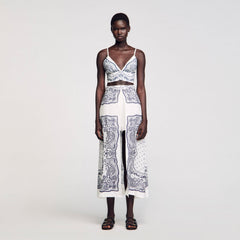 Bandana print crop top White / Blue Sandro Women