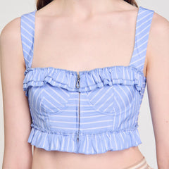Striped crop top Blu / White Sandro Women