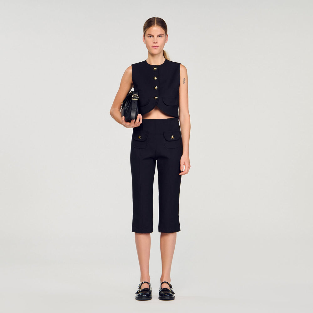 Buttoned crop top Black Sandro Women