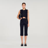Buttoned crop top Black Sandro Women
