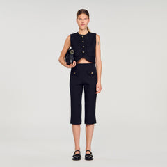 Buttoned crop top Black Sandro Women