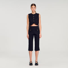 Buttoned crop top Black Sandro Women