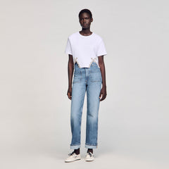 Rhinestone crop top White Sandro Women