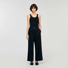 Jersey tank with rhinestones Black Sandro Women