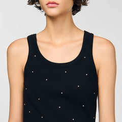 Jersey tank with rhinestones Black Sandro Women