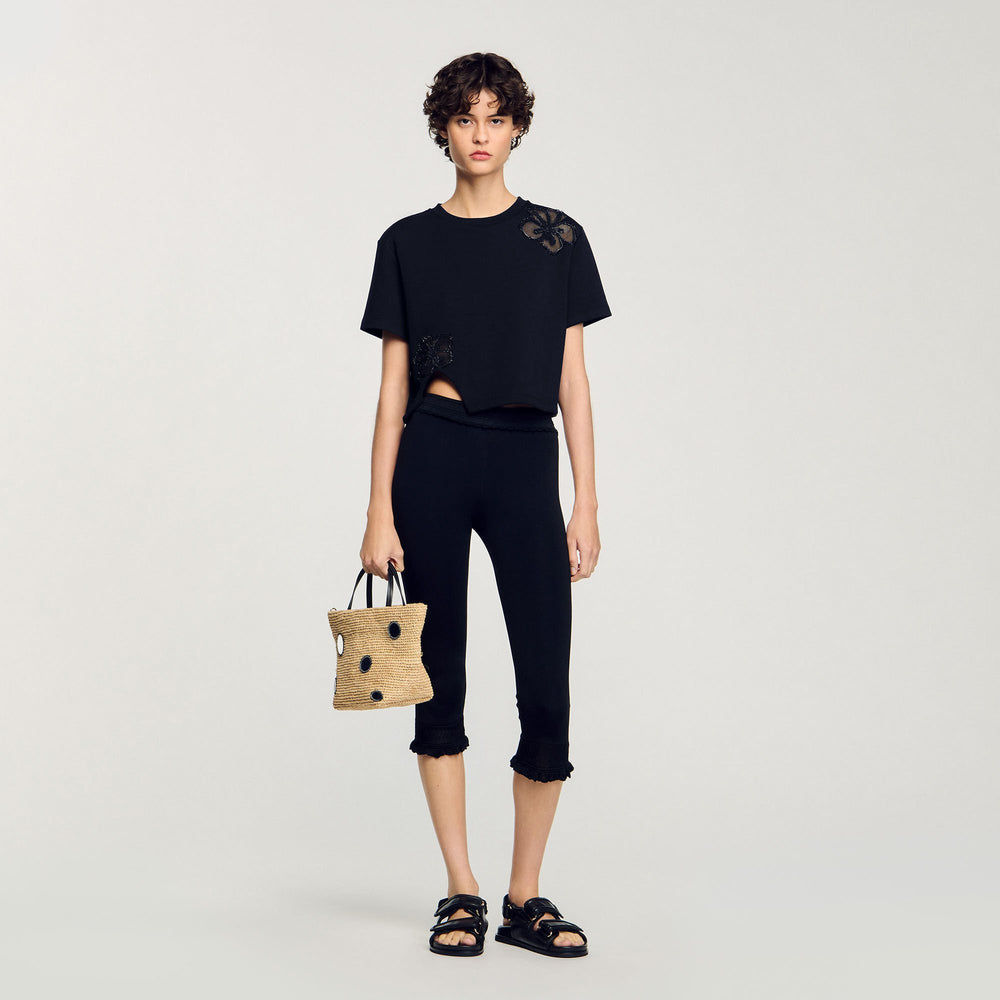 Floral embroidery T-shirt Black Sandro Women
