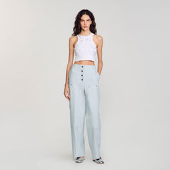 Beaded and rhinestone tank top White Sandro Women