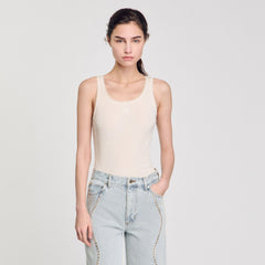 Rib knit vest top Ecru Sandro Women