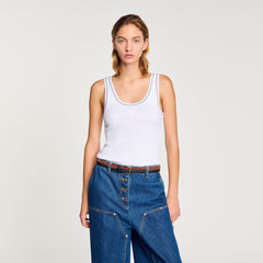 Ribbed vest top Black / White Sandro Women