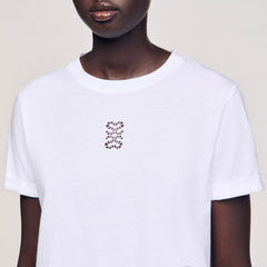 Cotton T-shirt with embroidery White Sandro Women