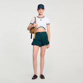 Two-tone cropped T-shirt White Sandro Women