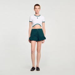 Two-tone cropped T-shirt White Sandro Women