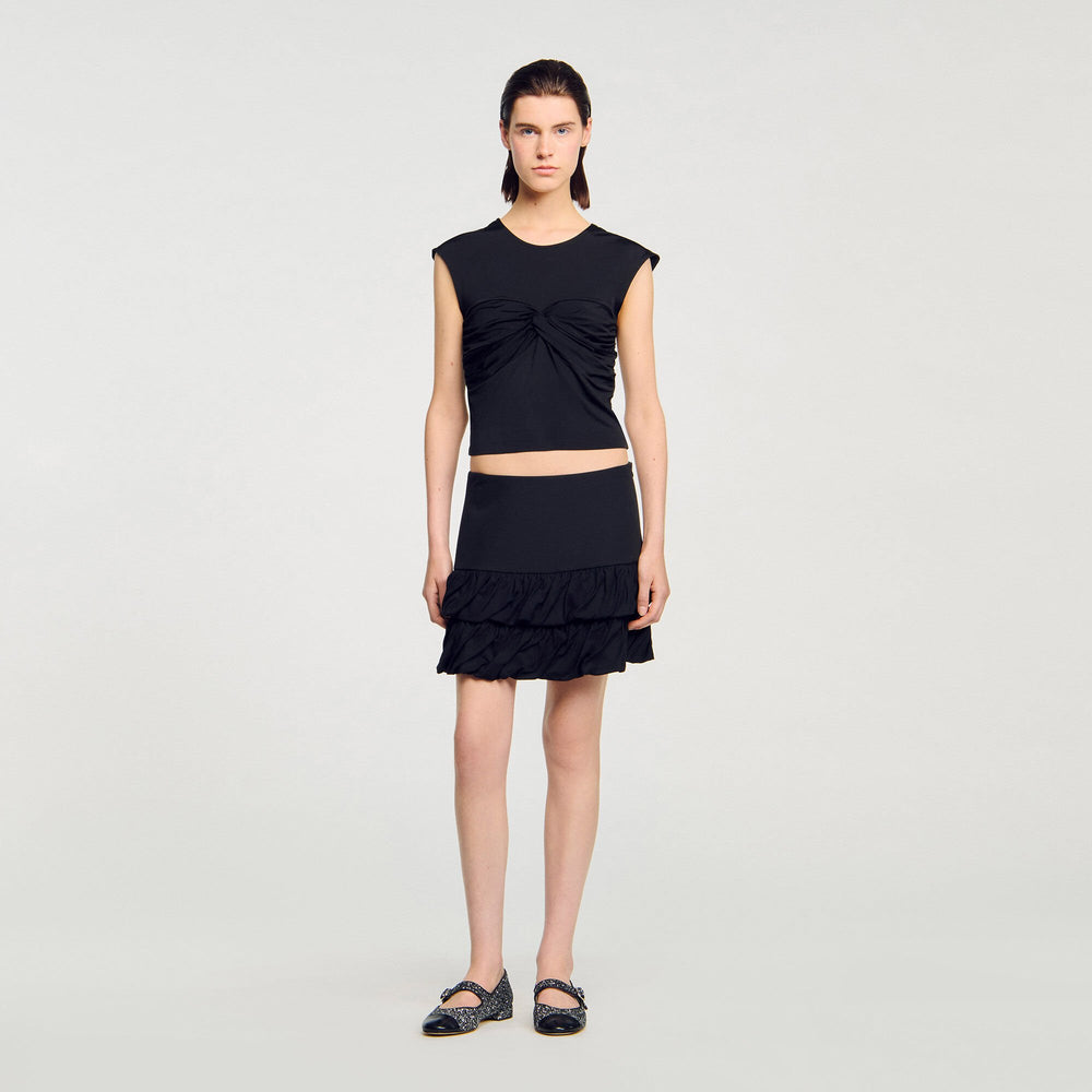 Draped T-shirt Black Sandro Women