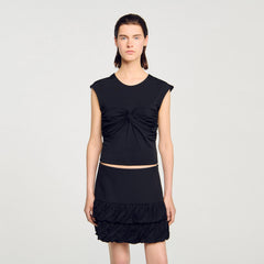 Draped T-shirt Black Sandro Women