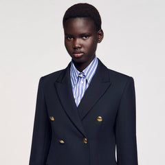 Double-breasted suit jacket Navy Blue Sandro Women