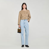 Cropped button-down jacket Beige Sandro Women