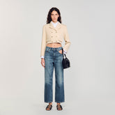 Cropped buttoned jacket Sand Sandro Women