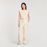 Decorative tweed jacket Yellow / Ecru Sandro Women
