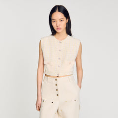 Decorative tweed jacket Yellow / Ecru Sandro Women