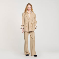 Double-breasted suit jacket Sand Sandro Women