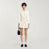 Peter Pan collar cropped jacket Ecru Sandro Women