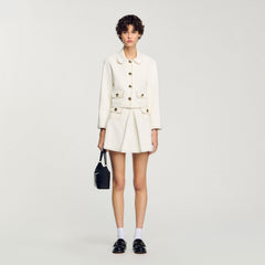 Peter Pan collar cropped jacket Ecru Sandro Women