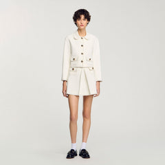 Peter Pan collar cropped jacket Ecru Sandro Women