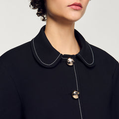Peter Pan collar cropped jacket Black Sandro Women