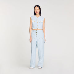 Decorative tweed jacket Sky Blue Sandro Women