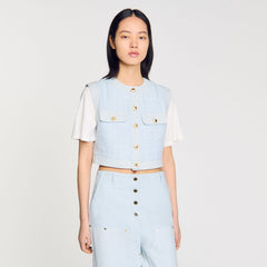Decorative tweed jacket Sky Blue Sandro Women