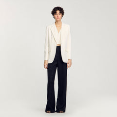 Sequinned suit jacket Ecru Sandro Women