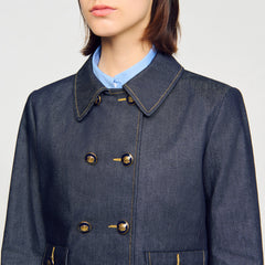 Denim tailored jacket Deep Blue Sandro Women
