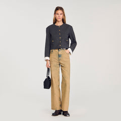 Rhinestone tailored jacket Grey / Brown Sandro Women