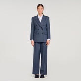 Striped tailored jacket Blue Sandro Women
