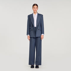 Striped tailored jacket Blue Sandro Women