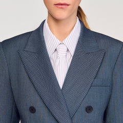 Striped tailored jacket Blue Sandro Women