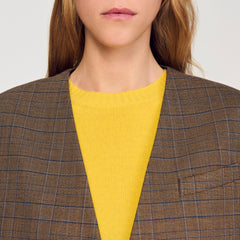 Oversized checked jacket Ocher / Blue Sandro Women
