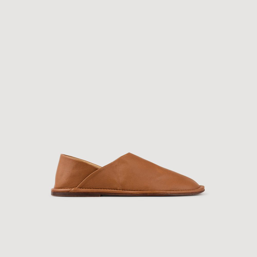 Grained leather slippers Camel Sandro Men