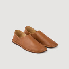 Grained leather slippers Camel Sandro Men