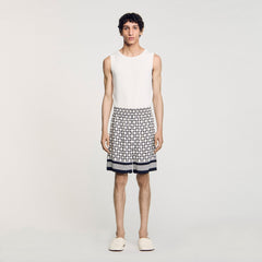Square Cross flowy bermuda shorts Black Sandro Men