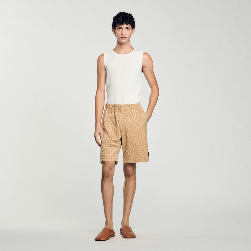 Square Cross jacquard shorts Sand Sandro Men