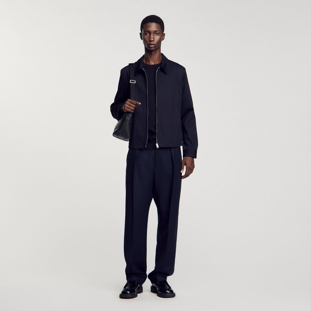 Cotton jacket Navy Blue Sandro Men