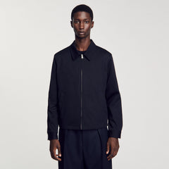 Cotton jacket Navy Blue Sandro Men