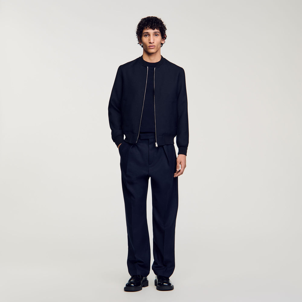 Zip-up varsity jacket Navy Blue Sandro Men