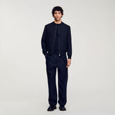 Zip-up varsity jacket Navy Blue Sandro Men