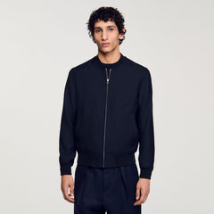 Zip-up varsity jacket Navy Blue Sandro Men