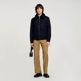 Wool aviator jacket Navy Blue Sandro Men
